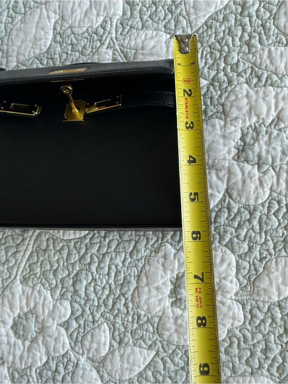 Black Leather Top-Handle Women's Bag with Gold Hardware - Picture 6 of 8